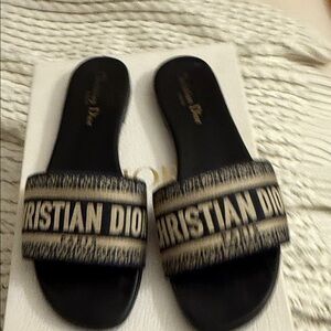 Christian Dior Black and Tan Slides
